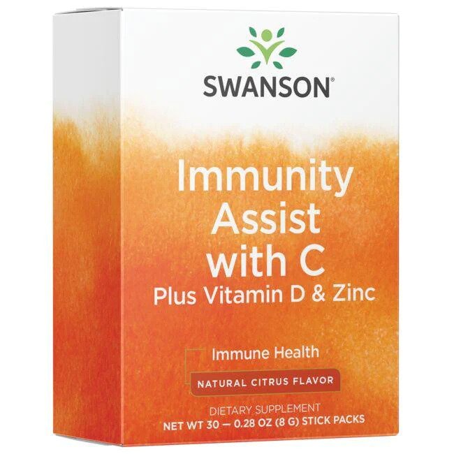 Swanson Immunity Assist with C Plus Vitamin D & Zinc, Citrus - 30 x 8g | High-Quality Sports Supplements | MySupplementShop.co.uk