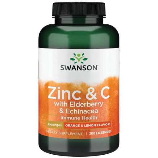 Swanson Zinc & C with Elderberry & Echinacea, Orange & Lemon - 200 lozenges | High-Quality Sports Supplements | MySupplementShop.co.uk