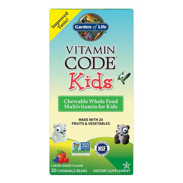 Garden of Life Vitamin Code Kids, Chewable Whole Food Multivitamin For Kids, Cherry Berry - 30 chewable bears | High-Quality Health and Wellbeing | MySupplementShop.co.uk