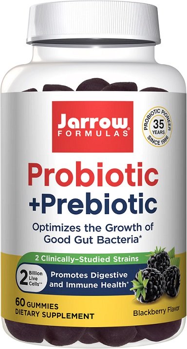 Jarrow Formulas Probiotic + Prebiotic, Blackberry - 60 gummies | High-Quality Bacterial Cultures | MySupplementShop.co.uk