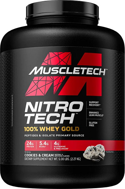 MuscleTech Nitro-Tech 100% Whey Gold, Cookies & Cream - 2270 grams (EAN 631656710489) | High-Quality Protein | MySupplementShop.co.uk